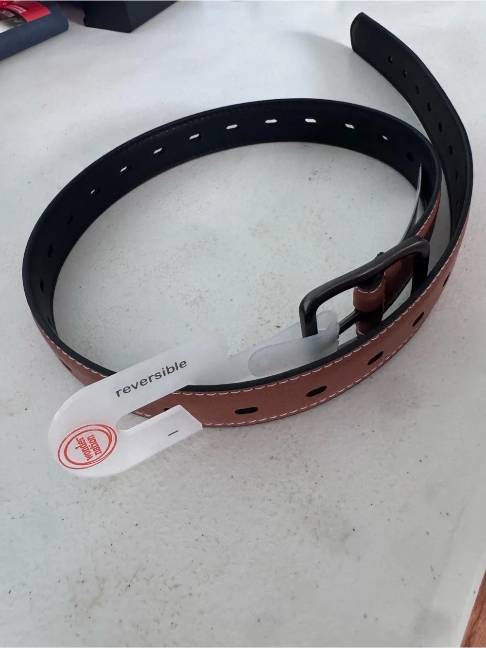 Boys Reversible Two-Tone Leather Belt - Brown/Black